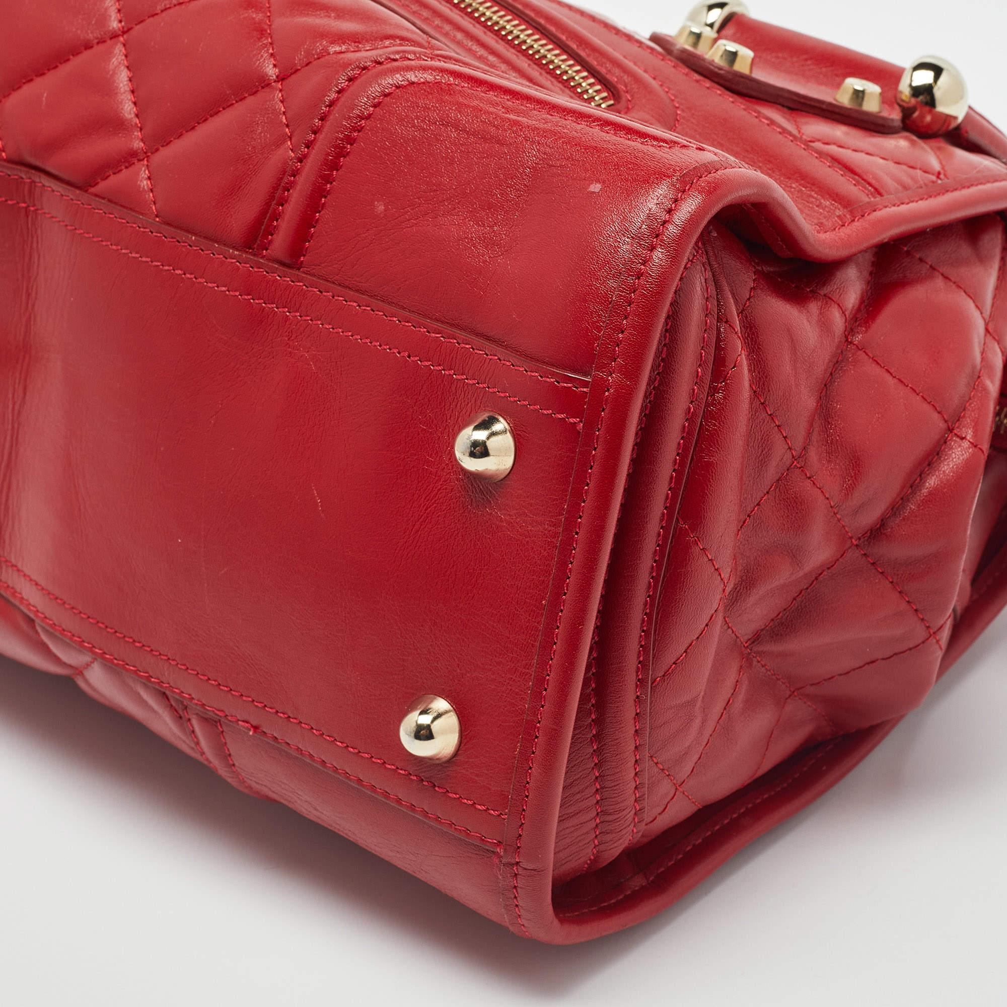 Burberry Red Quilted Leather Manor Satchel 5