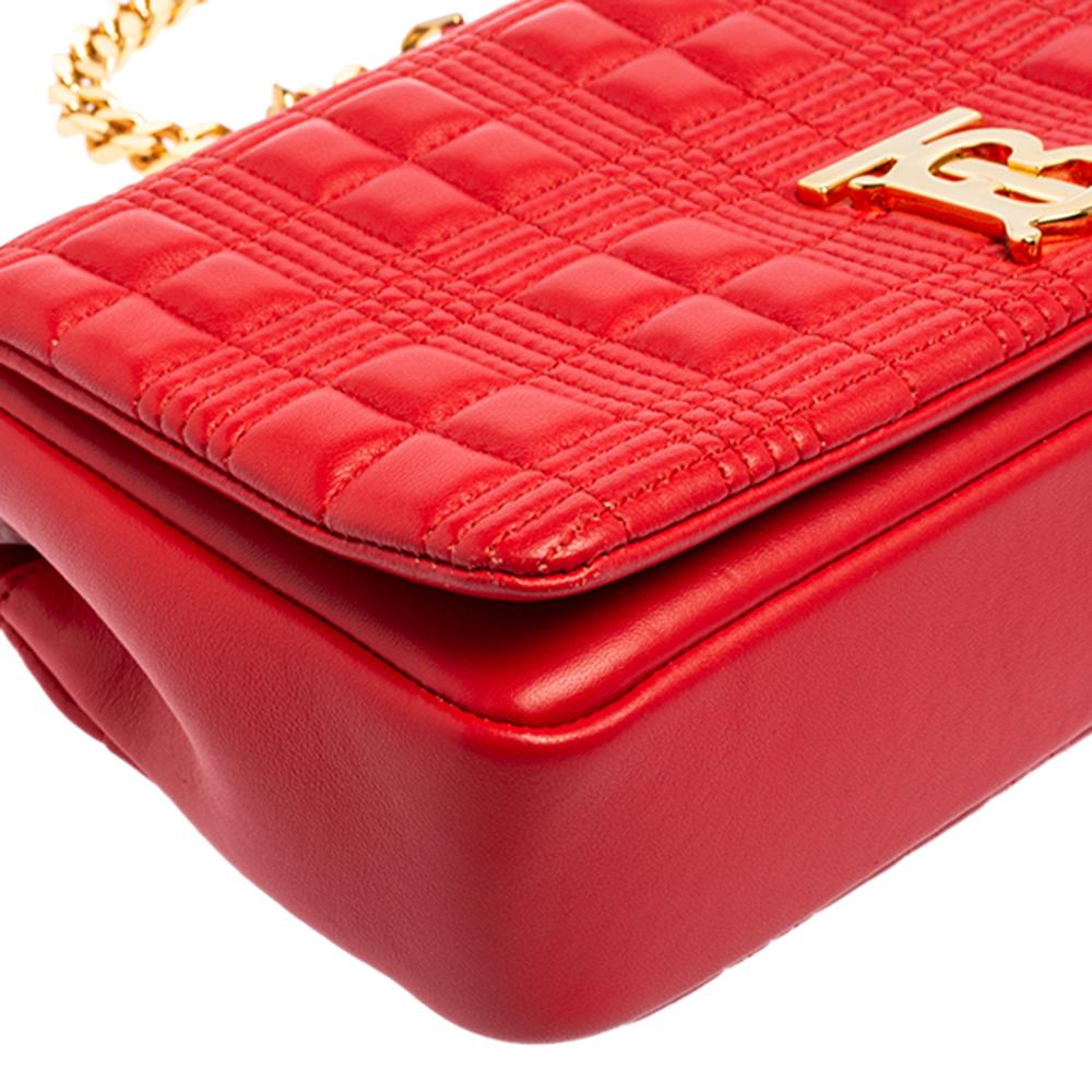 Burberry Red Quilted Leather Small Lola Chain Shoulder Bag 6