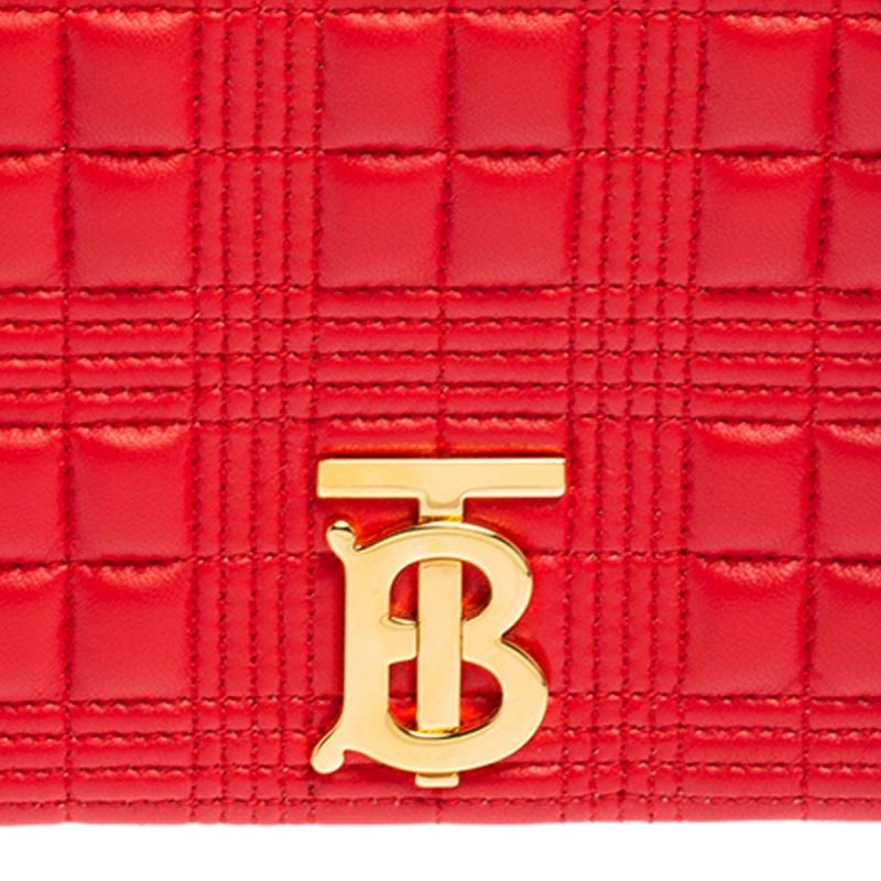Burberry Red Quilted Leather Small Lola Chain Shoulder Bag 7