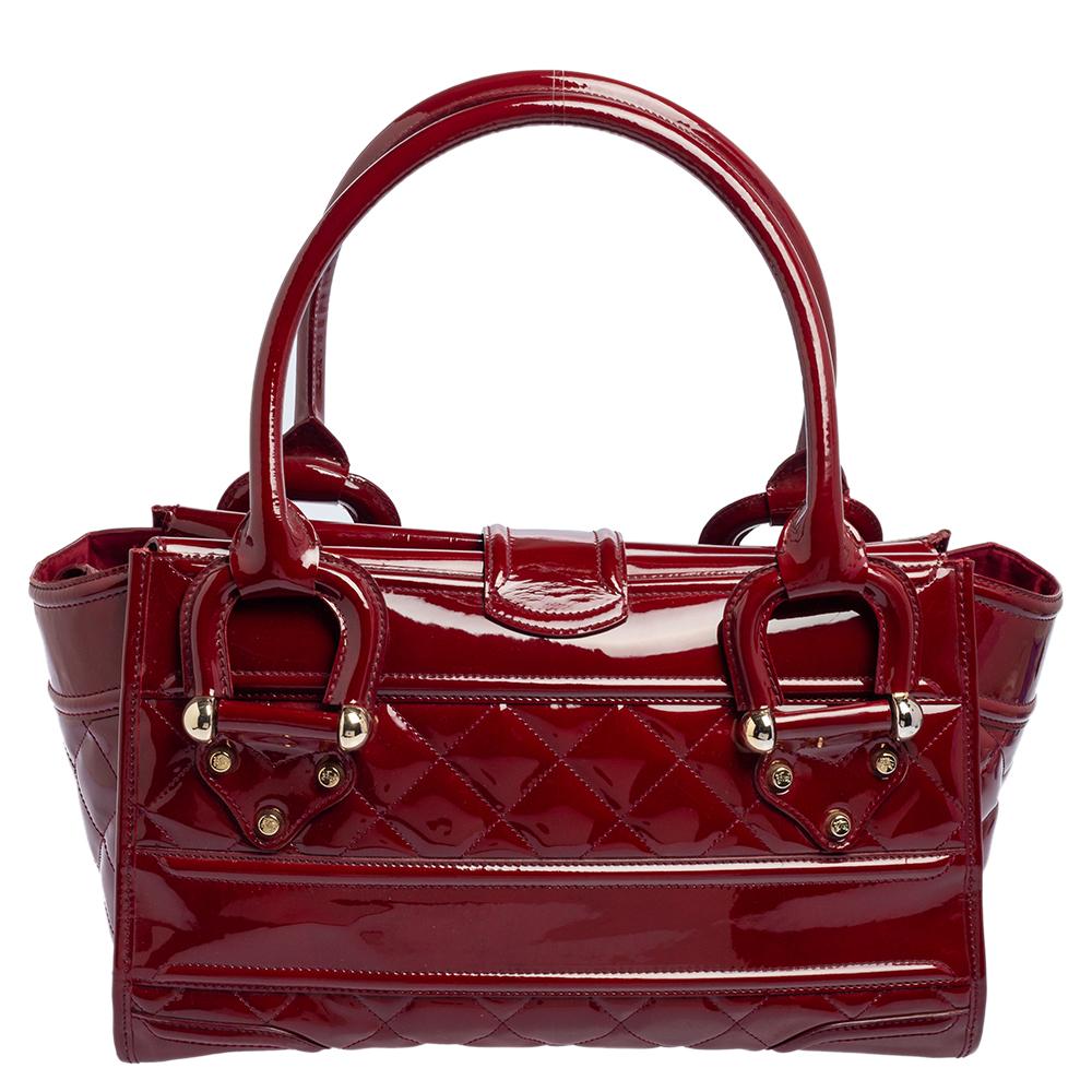 Burberry Red Quilted Patent Leather Manor Satchel at 1stDibs burberry manor bag