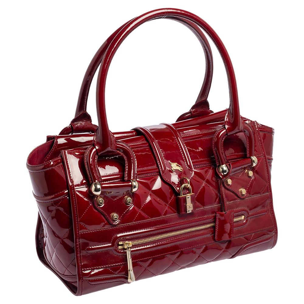 Rote gesteppte Herrentasche aus Lackleder von Burberry Damen