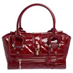 Burberry Red Quilted Patent Leather Manor Satchel