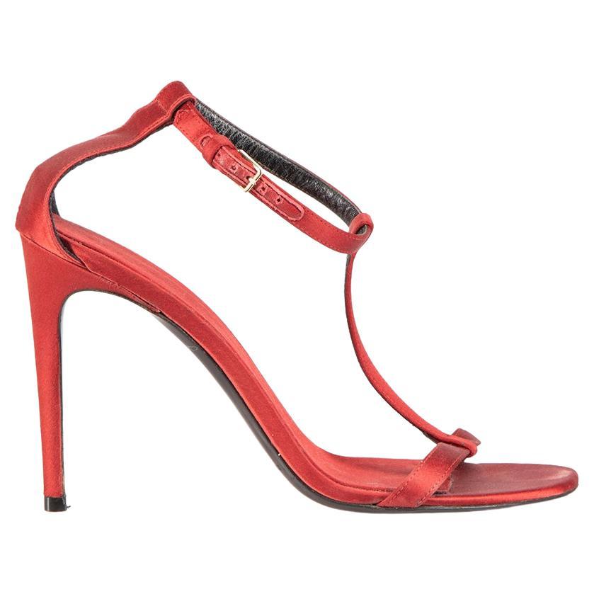 Burberry Red Satin Heeled Sandals Size IT 37 For Sale