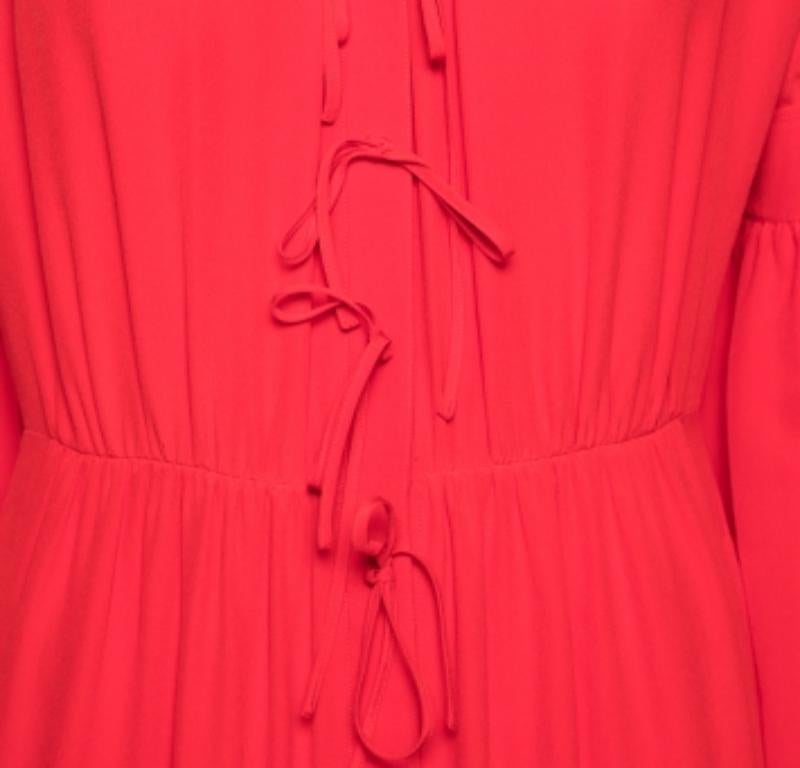 Women's Burberry Red Silk Button Down Maxi Dress M For Sale