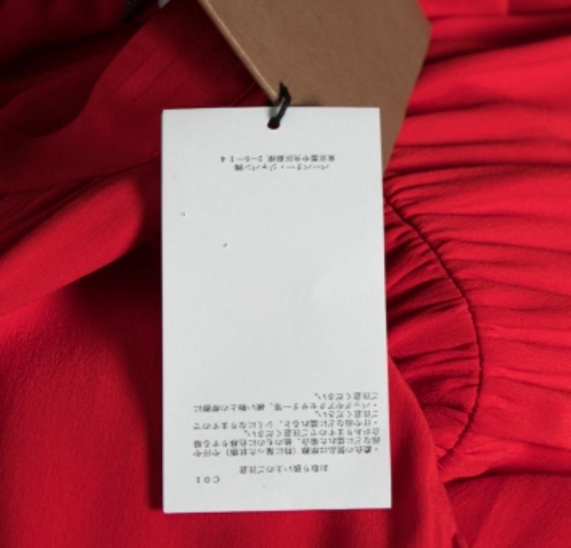 Burberry Red Silk Button Down Maxi Dress M For Sale 1