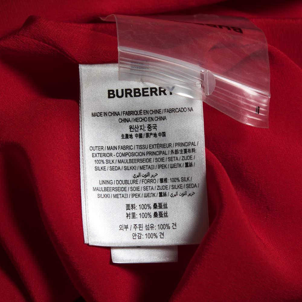 Burberry Red Silk Button Down Maxi Dress M For Sale 2