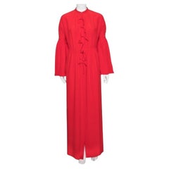 Burberry Red Silk Button Down Maxi Dress M