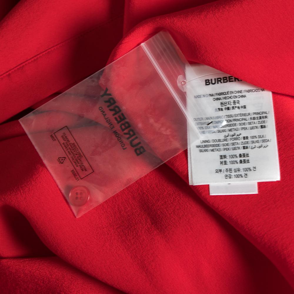 Burberry Red Silk Button Down Maxi Dress S 1