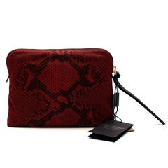 Burberry Red Snake Print Canvas Travel Pouch