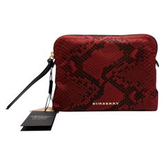 Burberry Red Snake Print Canvas Travel Pouch 