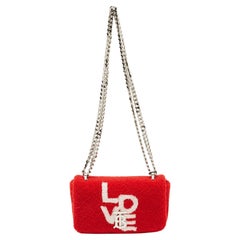 Burberry Red Terry Fabric Mini Lola Love Chain Crossbody Bag