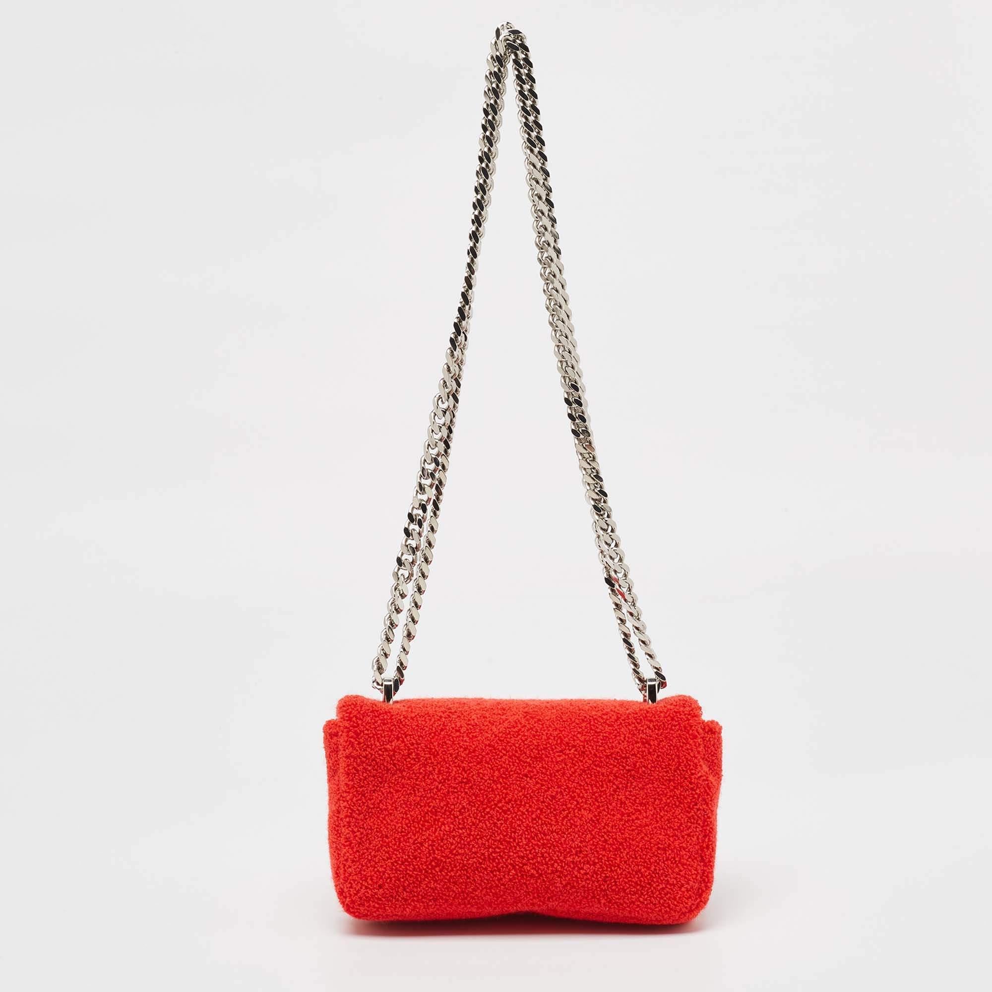 Women's Burberry Red Terry Fabric Mini Love Lola Shoulder Bag