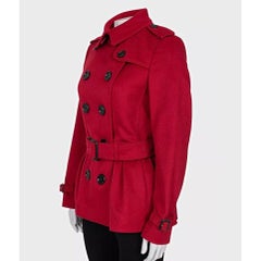Burberry Red Wool Cashmere Belted Coat UK10
