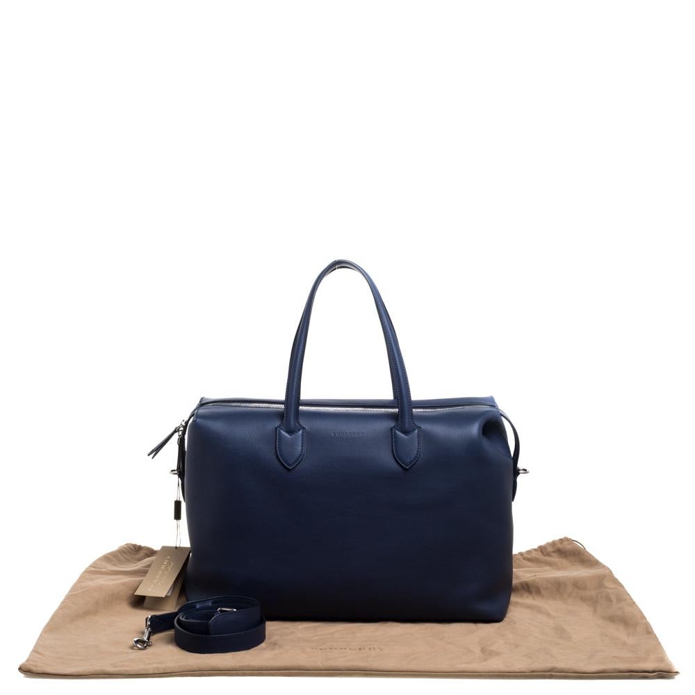 Burberry Regency Blue Leather Lawrence Holdall Weekend Bag 5