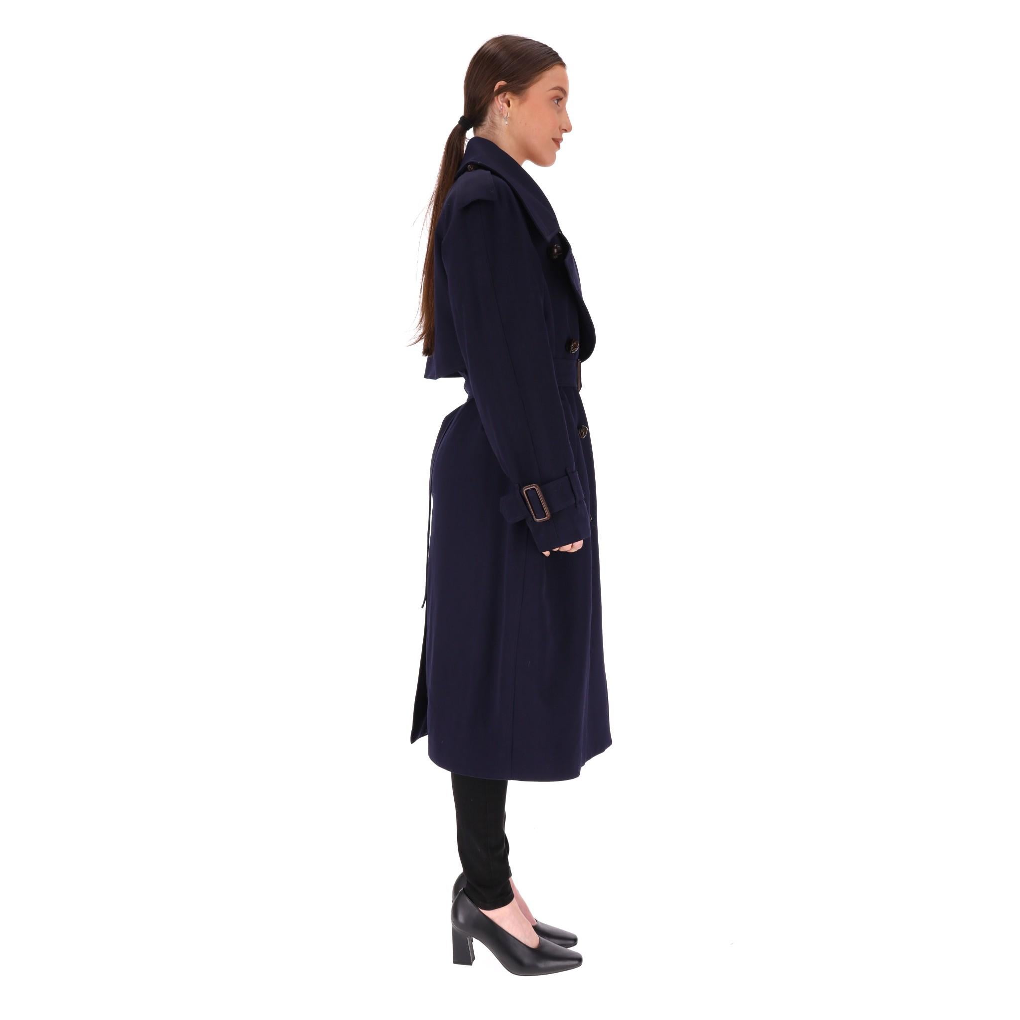 Black Burberry Regina Wool Oversized Belted Trench Coat