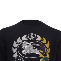 Felpa ricamata Burberry Renshaw in cotone blu navy