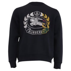 Felpa ricamata Burberry Renshaw in cotone blu navy