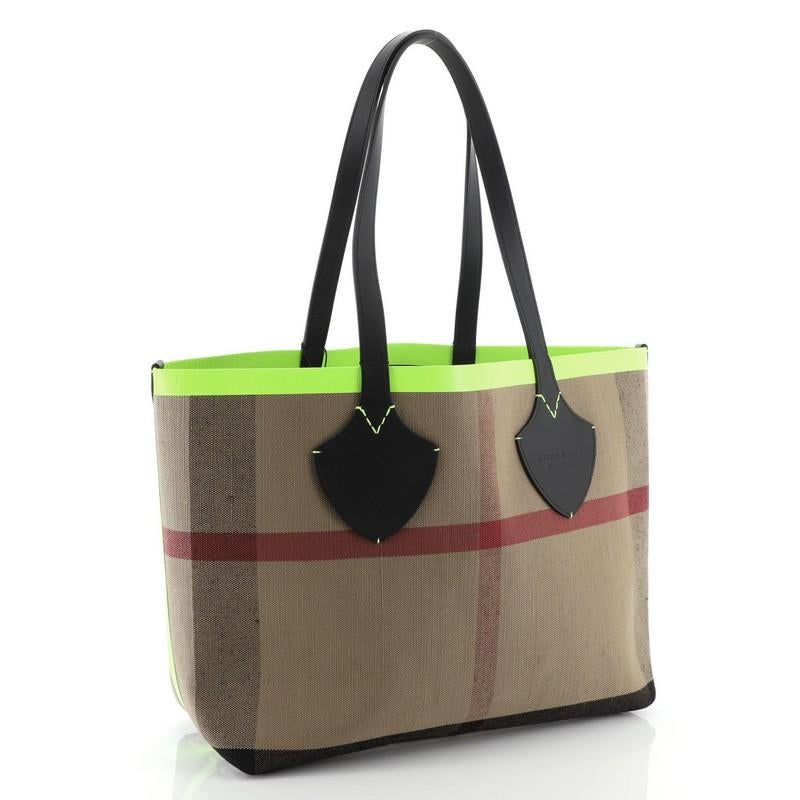burberry medium canvas check tote bag
