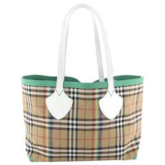 Burberry Reversible Giant Tote Vintage Rainbow Check Canvas Medium