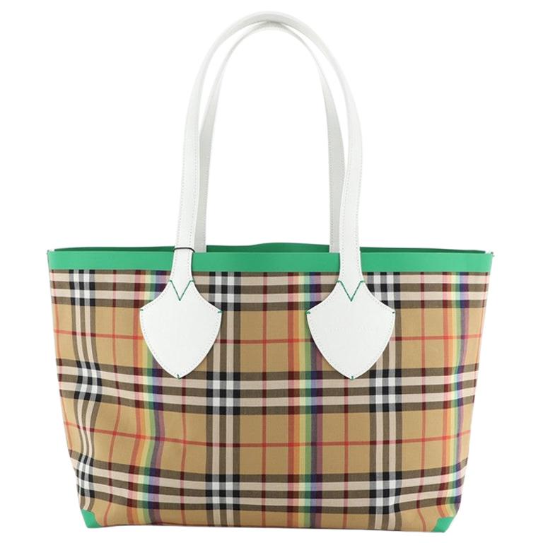 burberry medium canvas check tote bag