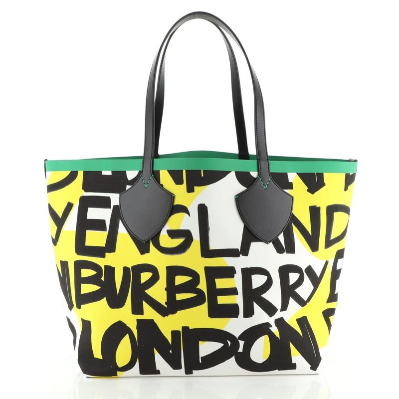 Burberry Reversible Graffiti Giant Tote Printed Canvas XL In Good Condition In NY, NY