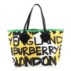 Burberry Reversible Graffiti Giant Tote Printed Canvas XL 