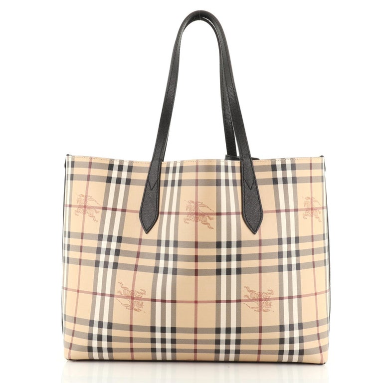 Burberry Reversible Tote Haymarket Coated Canvas and Leather Medium at ...