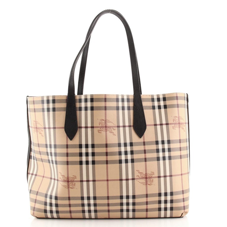 Burberry Reversible Tote Haymarket Coated Canvas and Leather North