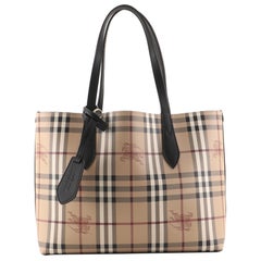Burberry Reversible Tote Haymarket Coated Canvas and Leather Medium