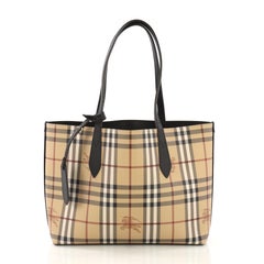Burberry Reversible Tote Haymarket Coated Canvas and Leather Medium