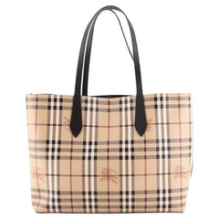 Burberry Reversible Tote Haymarket Coated Canvas and Leather Medium