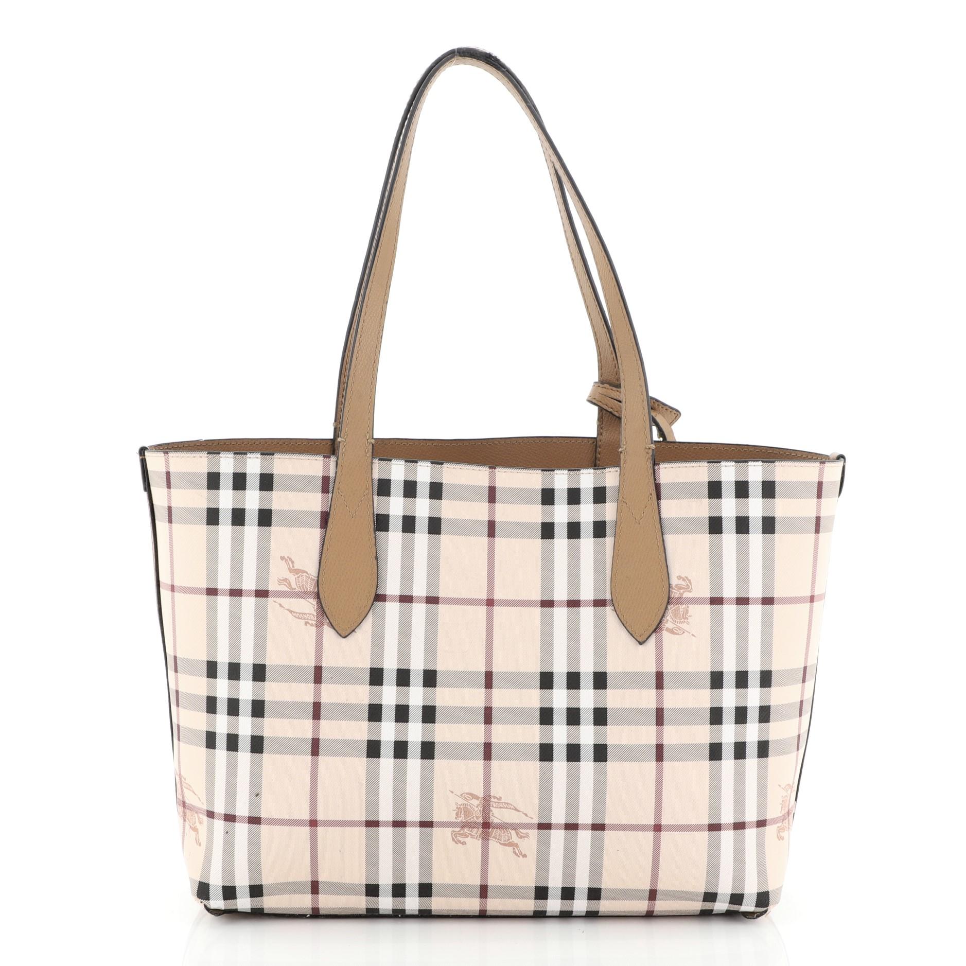 Burberry Reversible Tote Haymarket Coated Canvas and Leather Small 1