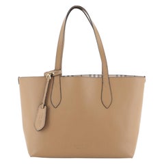Burberry Reversible Tote Haymarket Coated Canvas and Leather Small
