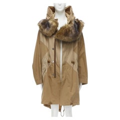 BURBERRY RICCARDO TISCI 2019 warm walnut gabardine faux fur anorak EU52 XL