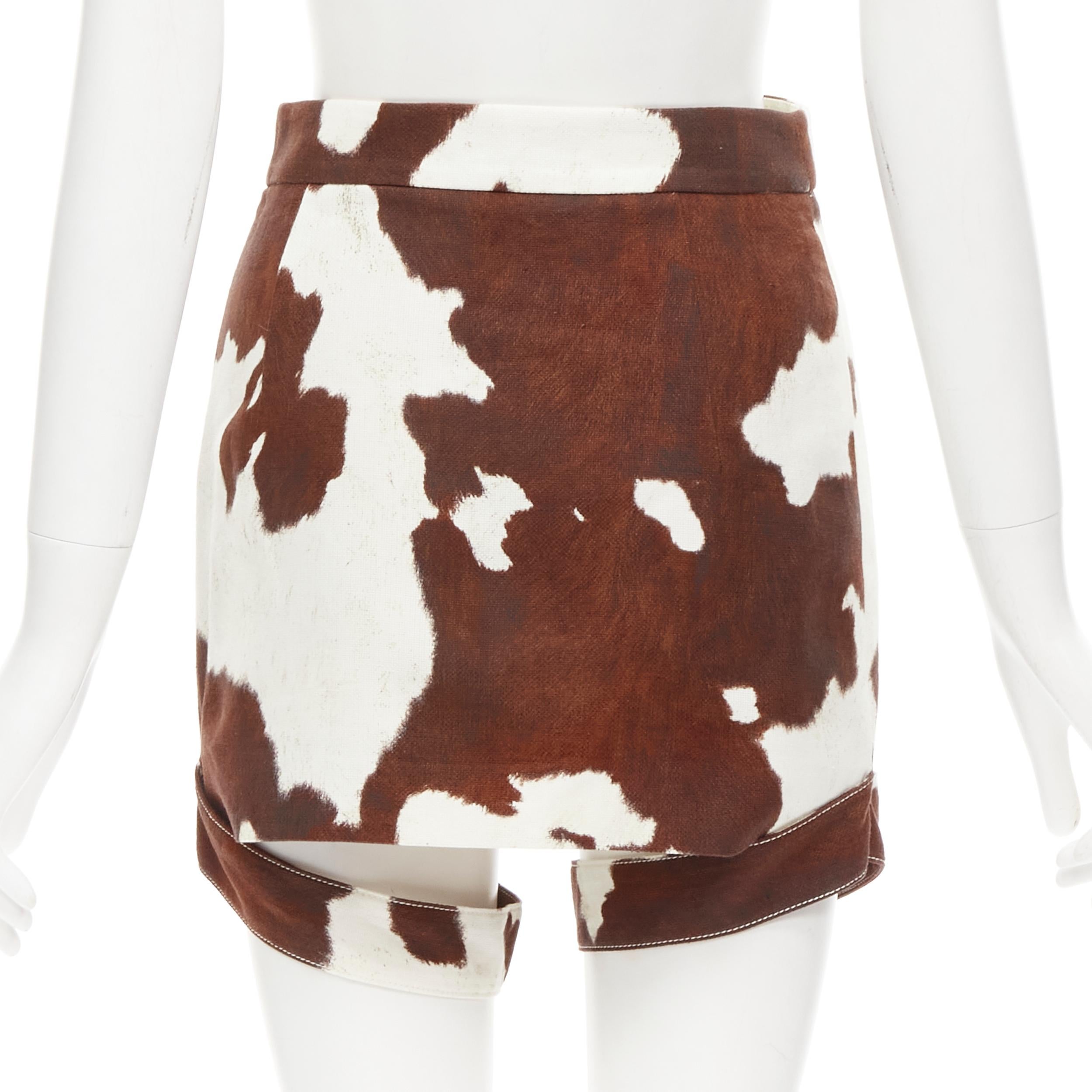 brown cow print mini skirt
