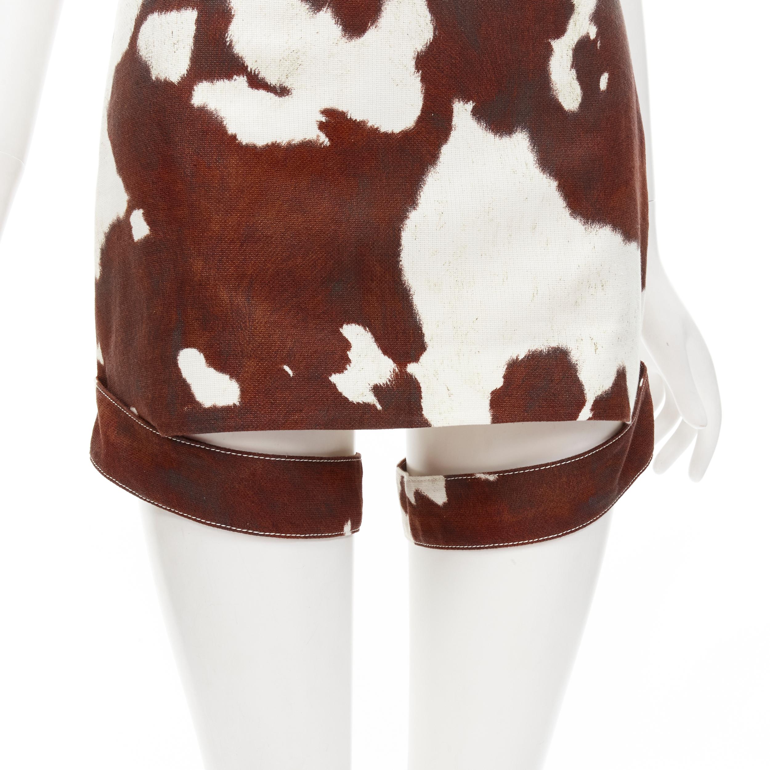 Women's BURBERRY Riccardo Tisci brown cow print leg garter mini skirt S