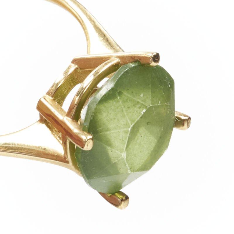 Women's BURBERRY Riccardo Tisci gold green crystal ring hoop drop earrings pair For Sale