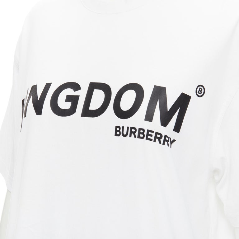 BURBERRY Riccardo Tisci KINGDOM logo print white oversized cotton tshirt S  For Sale at 1stDibs