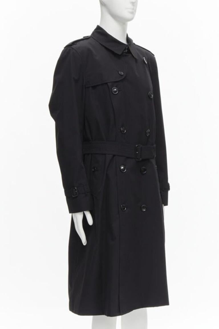 BURBERRY RICCARDO TISCI Long Chelsea Heritage black gabardine trench EU54 XL In Excellent Condition For Sale In Hong Kong, NT