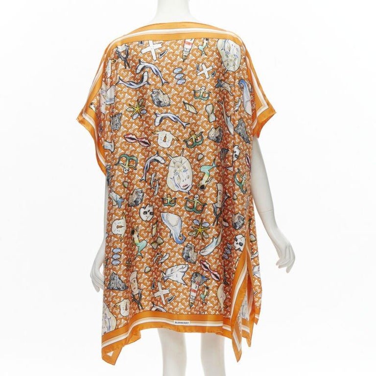 BURBERRY RICCARDO TISCI Marine TB monogram 100% silk orange scarf