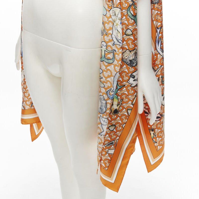 BURBERRY RICCARDO TISCI Marine TB monogram 100% silk orange scarf jacket For Sale 1