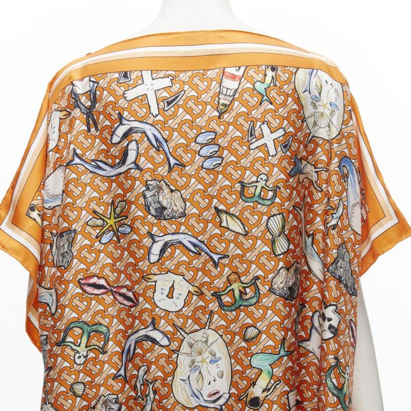 BURBERRY RICCARDO TISCI Marine TB monogram 100% silk orange scarf jacket For Sale 2