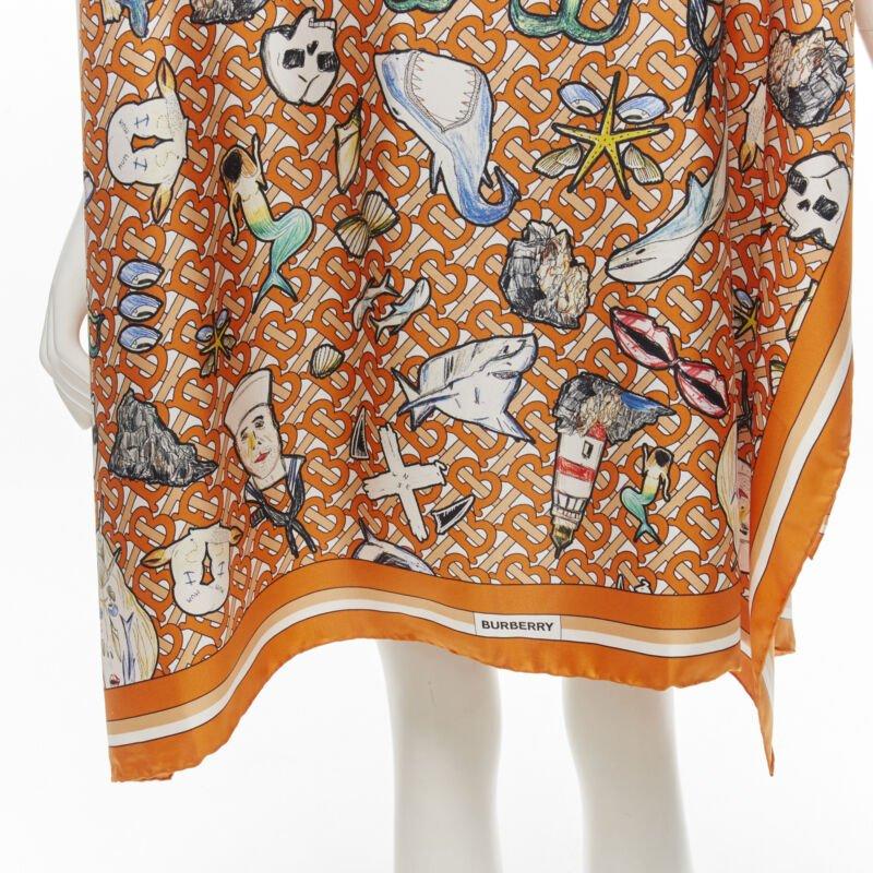 BURBERRY RICCARDO TISCI Marine TB monogram 100% silk orange scarf jacket For Sale 3