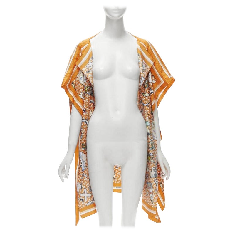 BURBERRY RICCARDO TISCI Veste écharpe orange 100 % soie avec monogramme « Marine TB » en vente