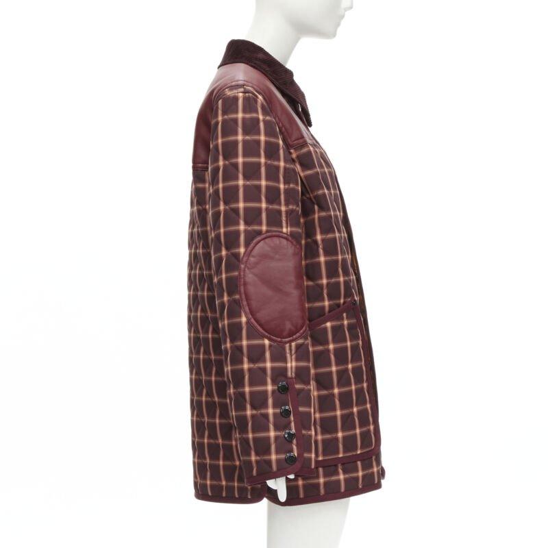 BURBERRY RICCARDO TISCI Reversible Burgundy Check leather patch jacket XS In Excellent Condition For Sale In Hong Kong, NT