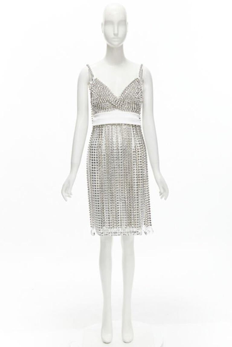 BURBERRY RICCARDO TISCI Vestido flapper de pedrería y cristal de pasarela UK6 S en venta 7