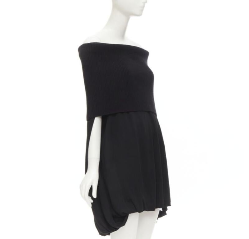 BURBERRY Riccardo Tisci Vestido burbuja de punto acanalado con capullo plegable UK6 XS Negro en venta