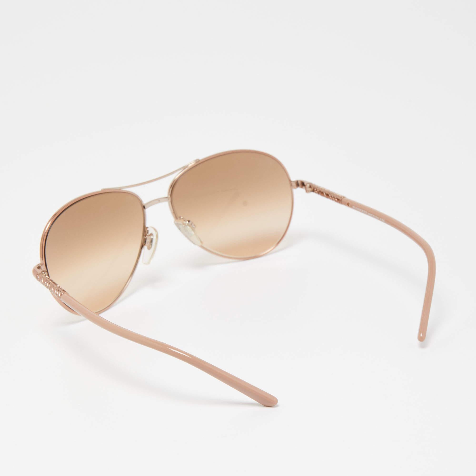 Women's Burberry Rose Gold B3053 Acetate Gradient Aviator Sunglasses