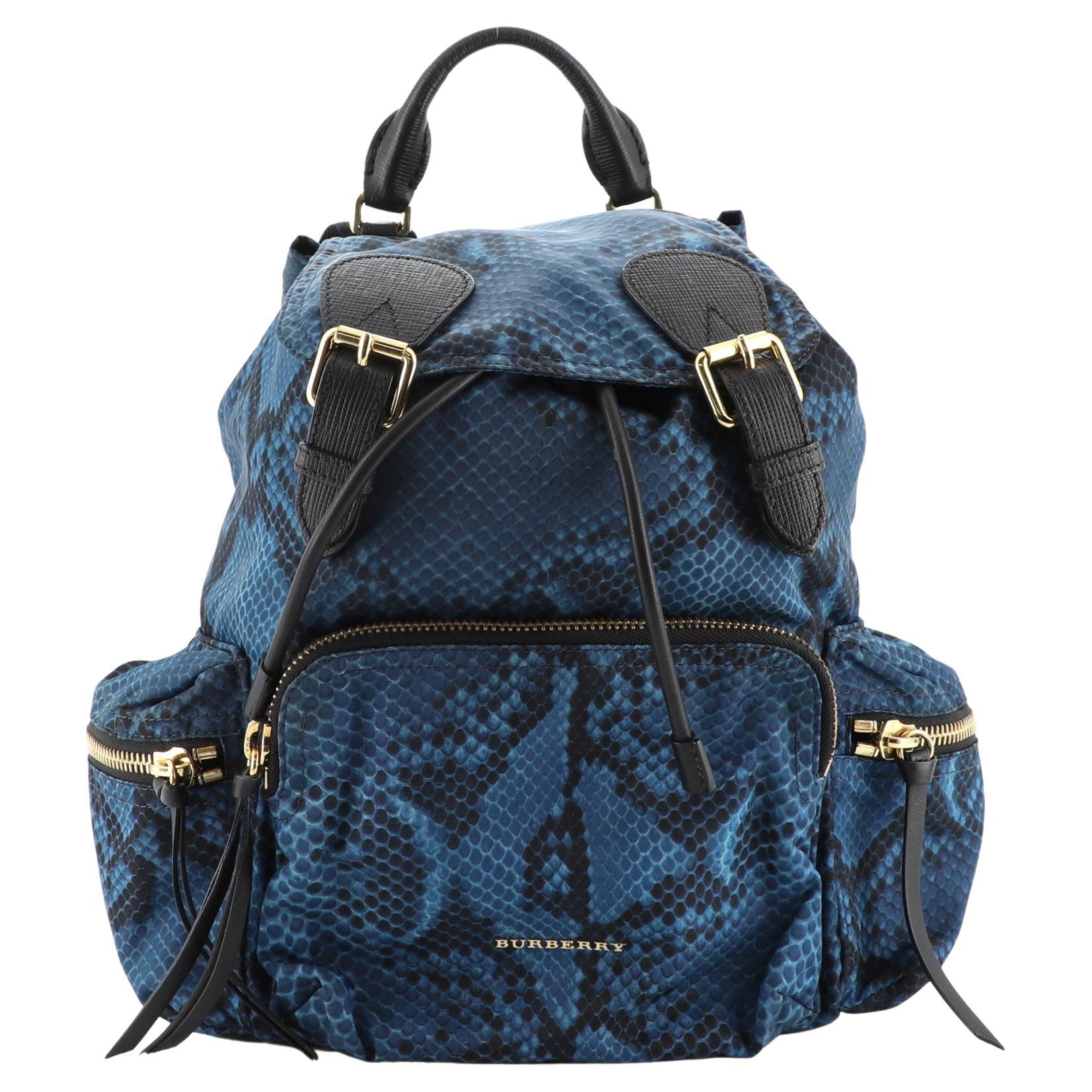 Burberry Rucksack Backpack Snake Print Nylon with Leather Large
