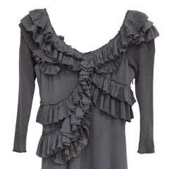 Burberry Ruffled Mini Dress in Grey Silk